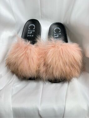 Fur slip on sandals size 10